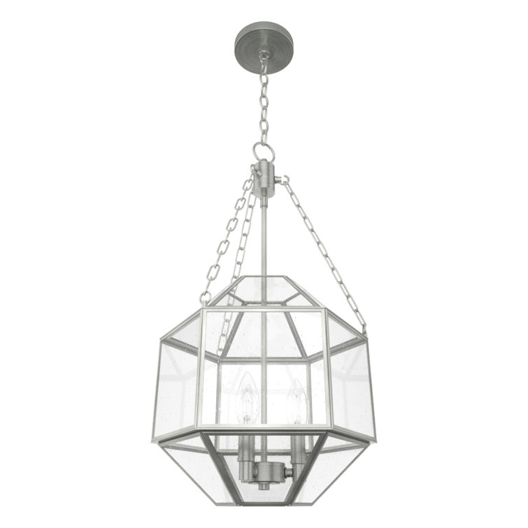 Large Brushed Nickel Geometric Glass Pendant Light