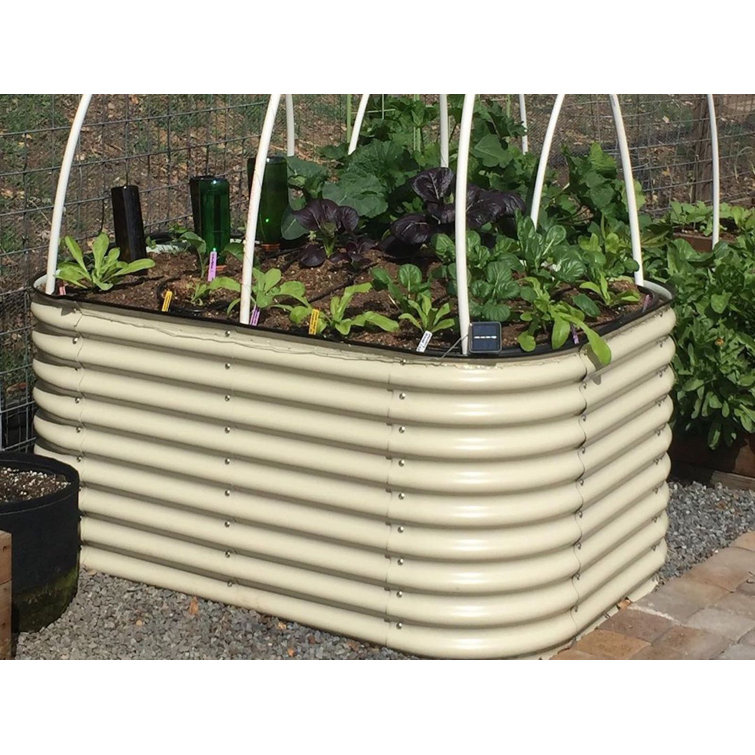 32" Tall Pearl White Metal Outdoor Raised Garden Bed