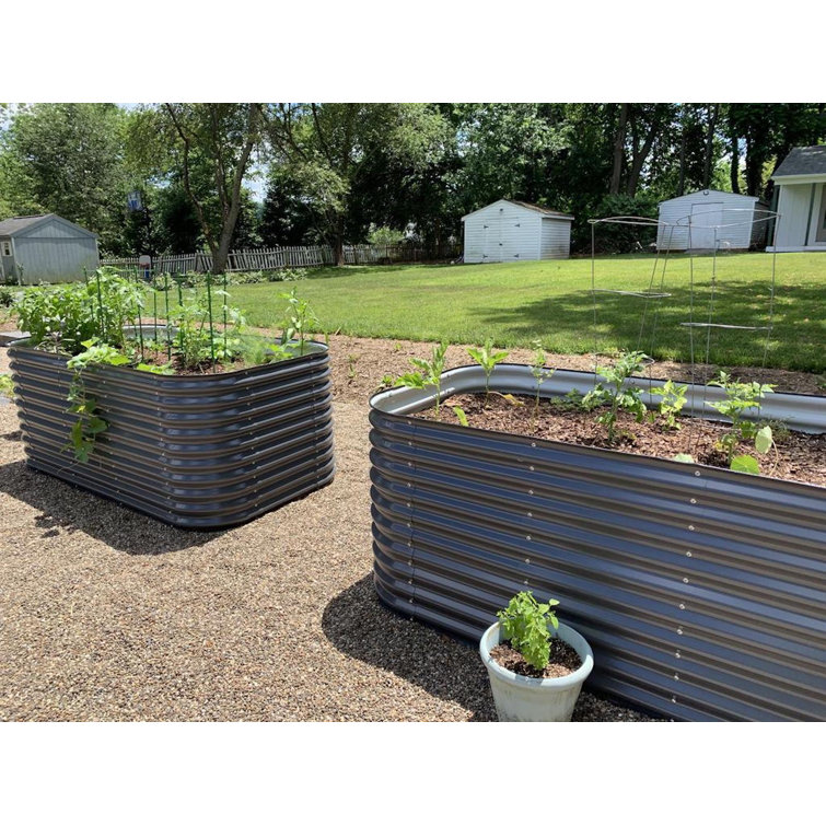 32" Tall Modern Gray Metal Modular Raised Garden Bed