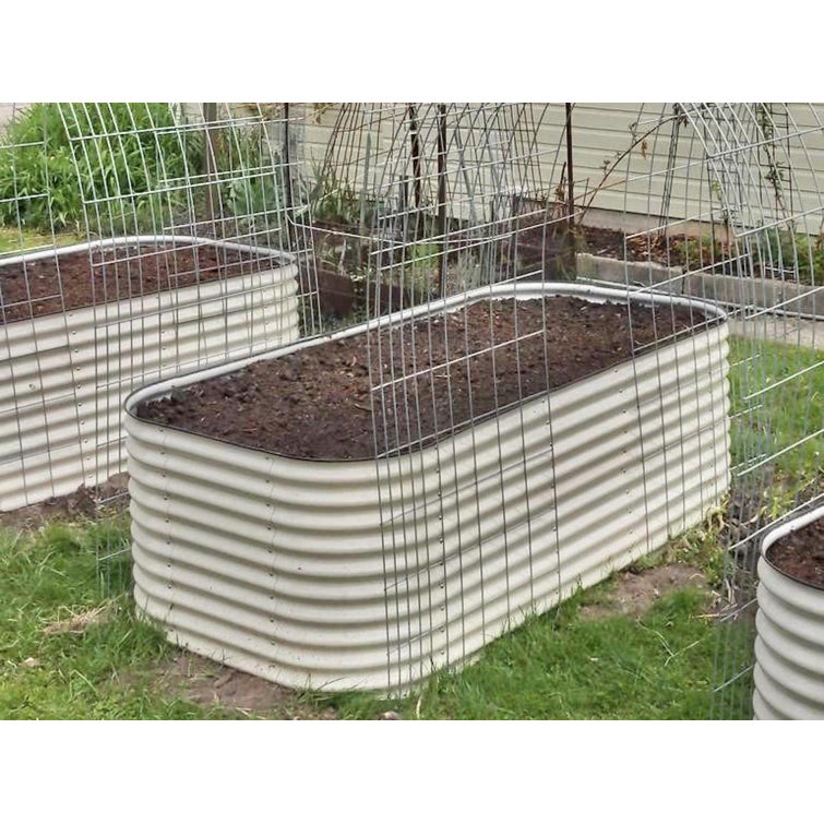 Pearl White 32" Tall Modular Metal Outdoor Raised Garden Bed