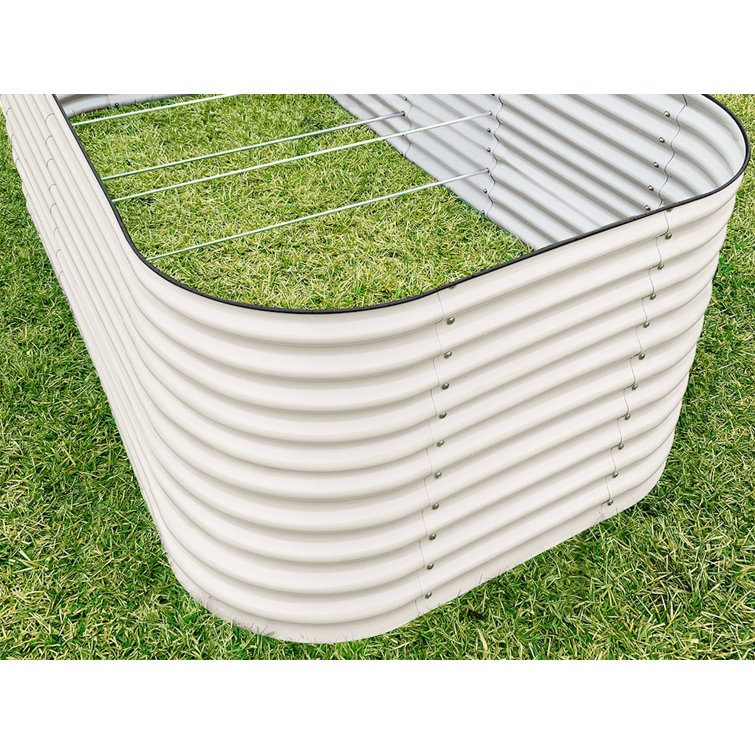 Pearl White 32" Tall Modular Metal Outdoor Raised Garden Bed