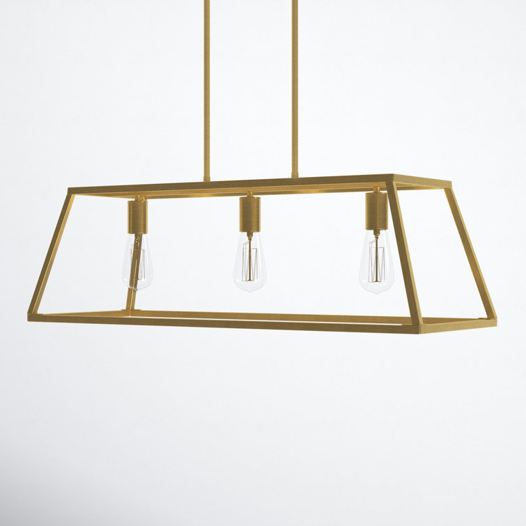 Denton Warm Brass 3-Light Linear Chandelier