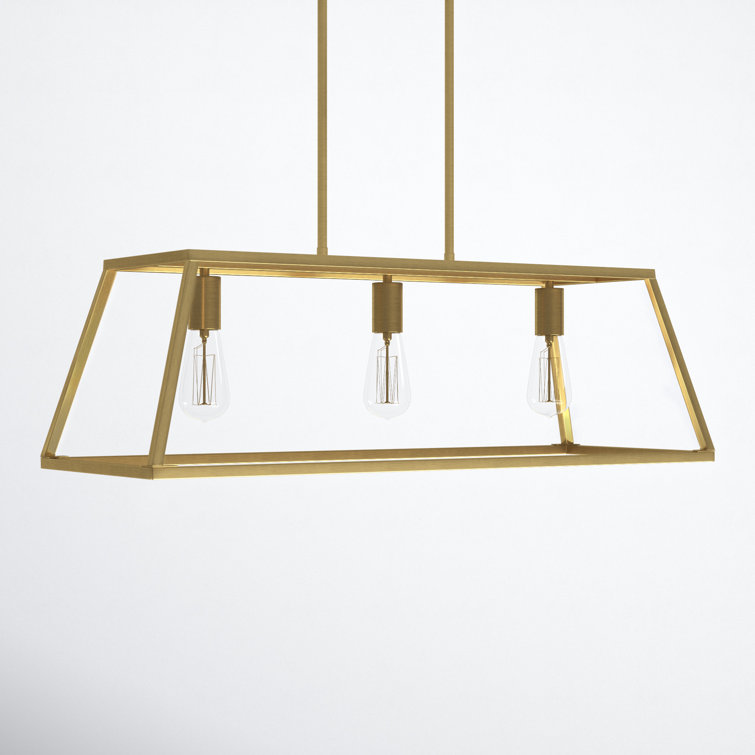 Denton Warm Brass 3-Light Linear Chandelier