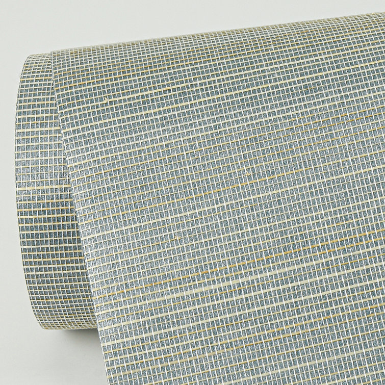 Aqua Non-Pasted Grasscloth Wallpaper Roll
