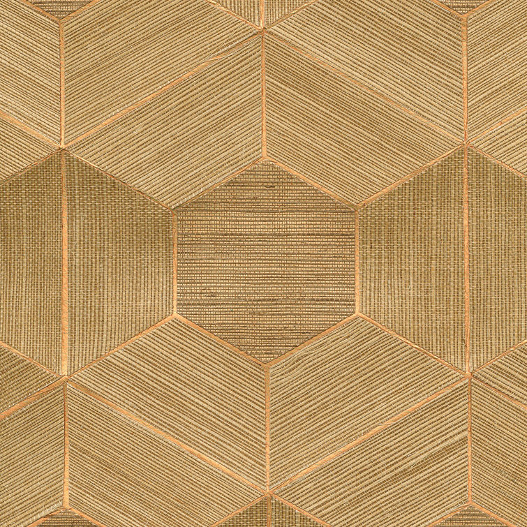 Brown Geometric Grasscloth Removable Wallpaper Roll