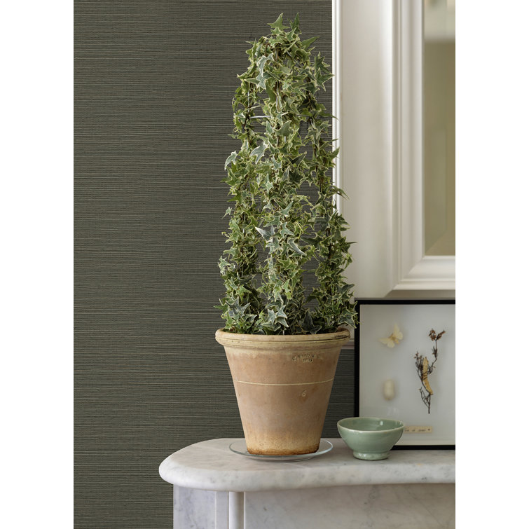 Slate and Bronze Grasscloth Removable Wallpaper Roll