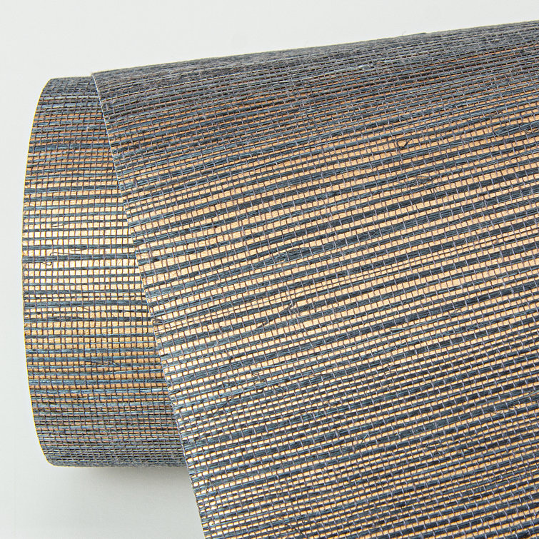 Slate and Bronze Grasscloth Removable Wallpaper Roll