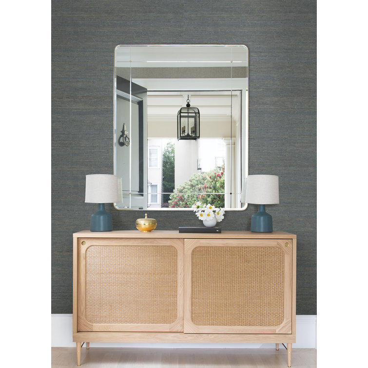 Slate and Bronze Grasscloth Removable Wallpaper Roll