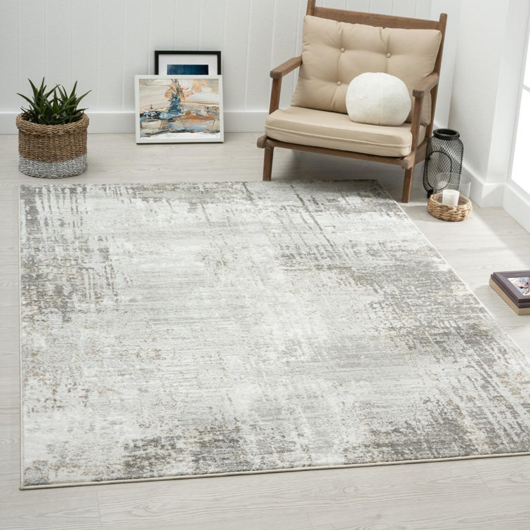 Beige Abstract 6' x 9' Synthetic Area Rug