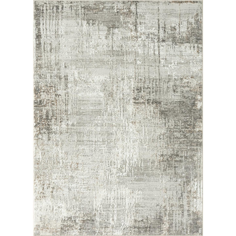 Beige Abstract 6' x 9' Synthetic Area Rug