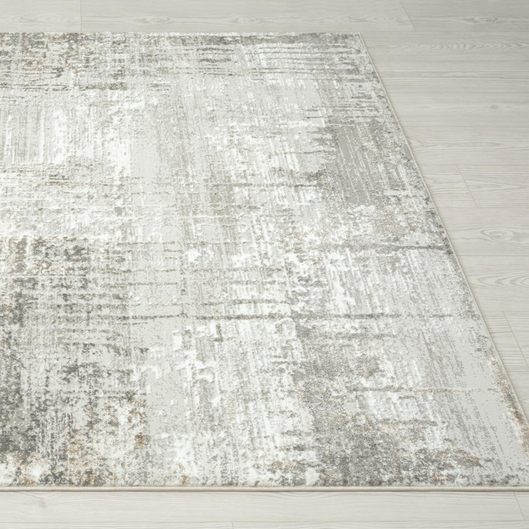 Beige Abstract 6' x 9' Synthetic Area Rug