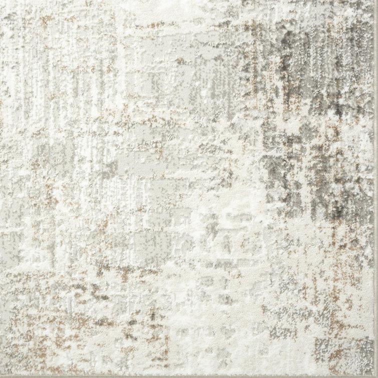 Beige Abstract 6' x 9' Synthetic Area Rug