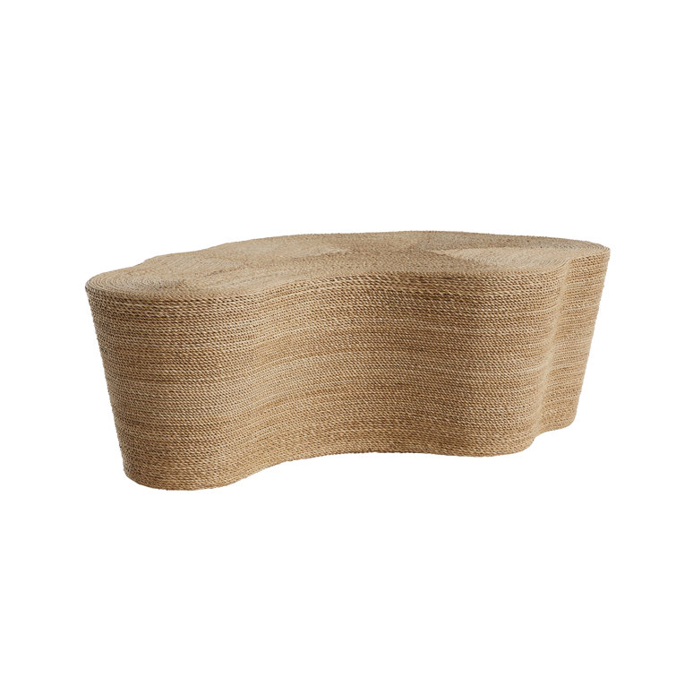 Coastal Charm Organic-Shaped Natural Abaca Cocktail Table