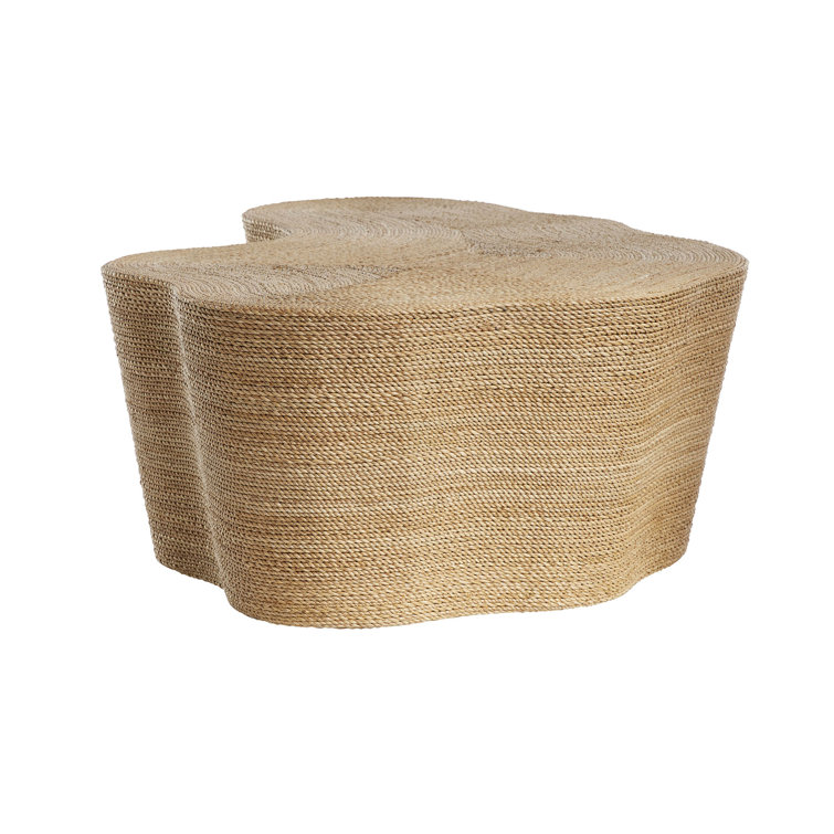Coastal Charm Organic-Shaped Natural Abaca Cocktail Table