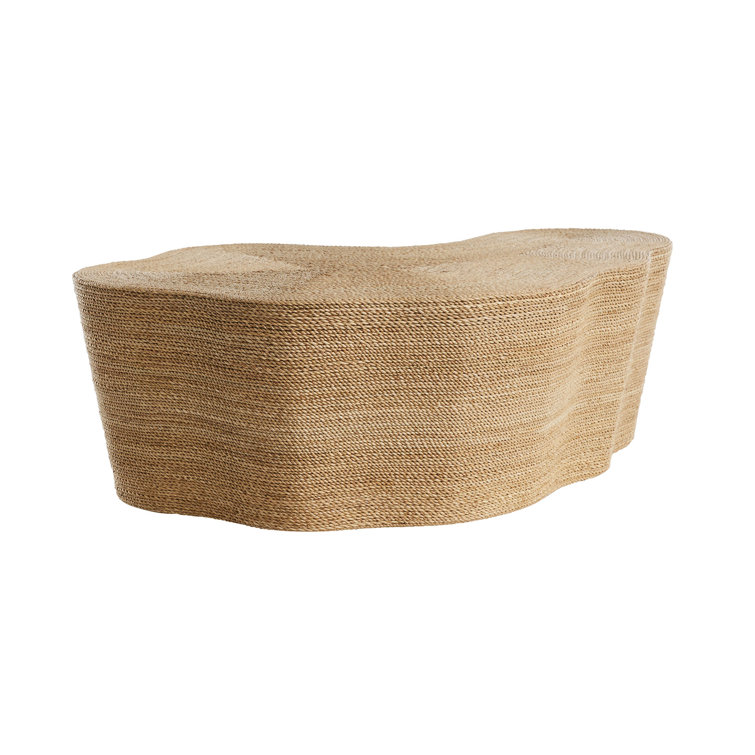 Coastal Charm Organic-Shaped Natural Abaca Cocktail Table