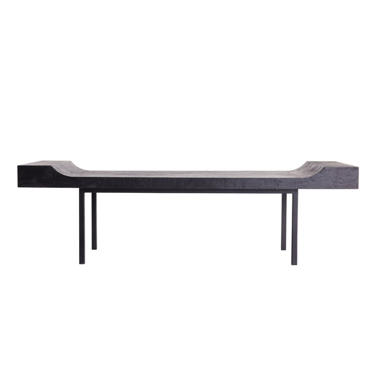 Lanny Sleek Blackened Teak and Iron Bench for 2