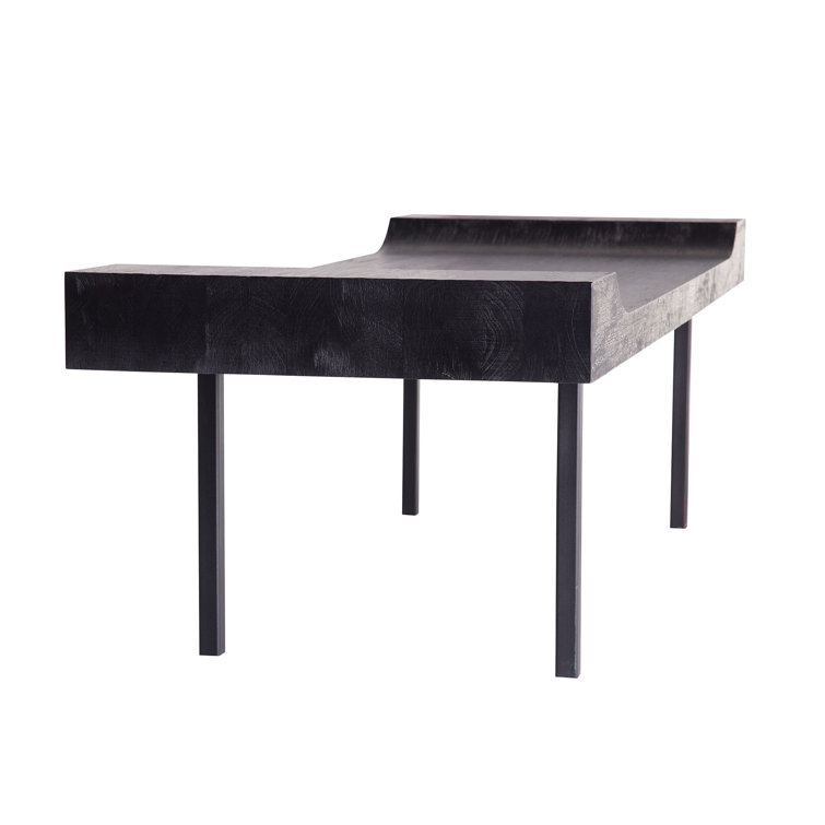 Lanny Sleek Blackened Teak and Iron Bench for 2