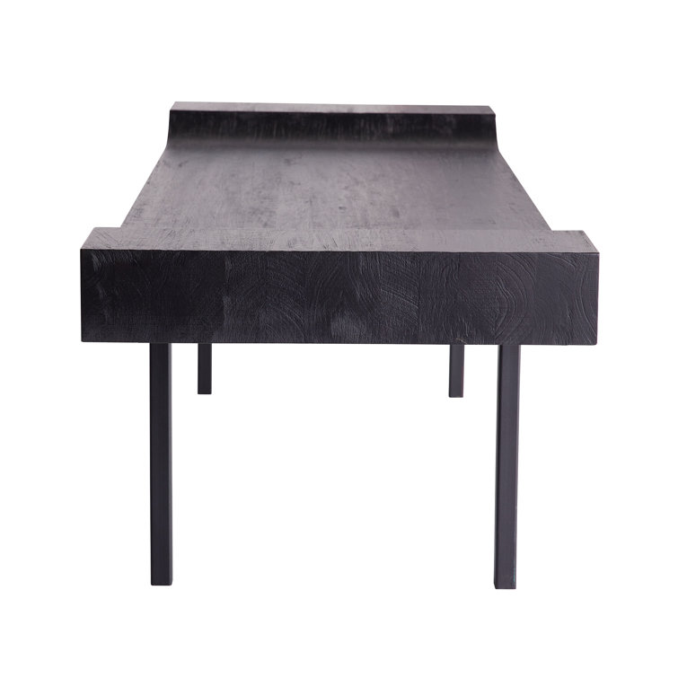 Lanny Sleek Blackened Teak and Iron Bench for 2