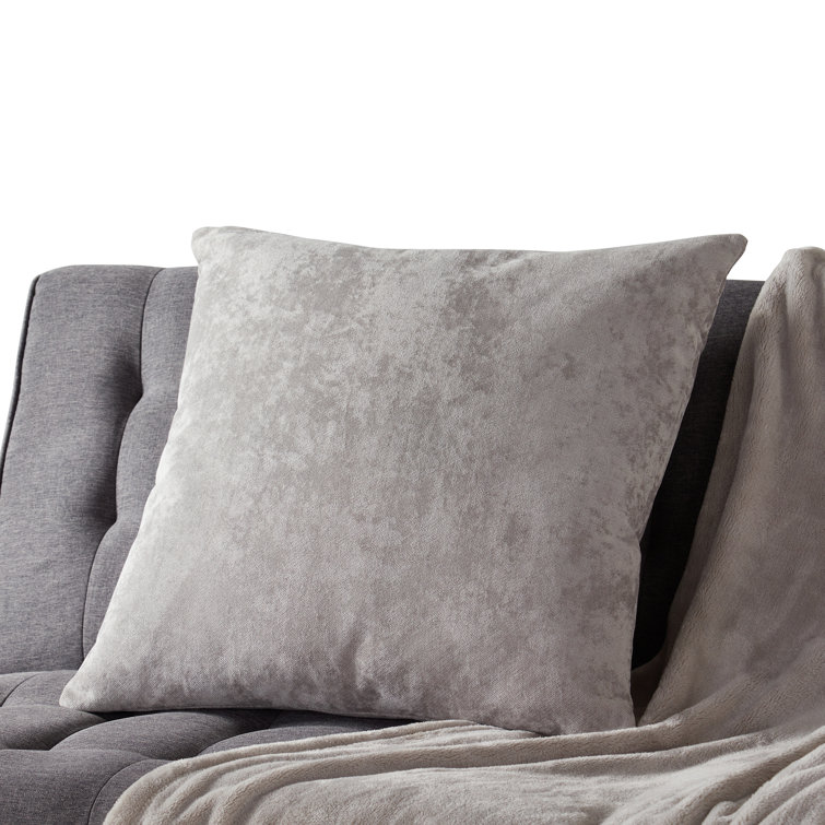 Ash Gray 24" Square Velvet Throw Pillow Cover
