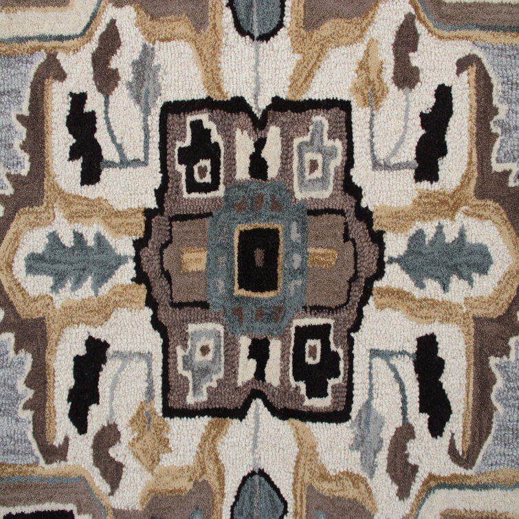 Handmade Gray Wool Square Tufted Area Rug, 5' x 5'