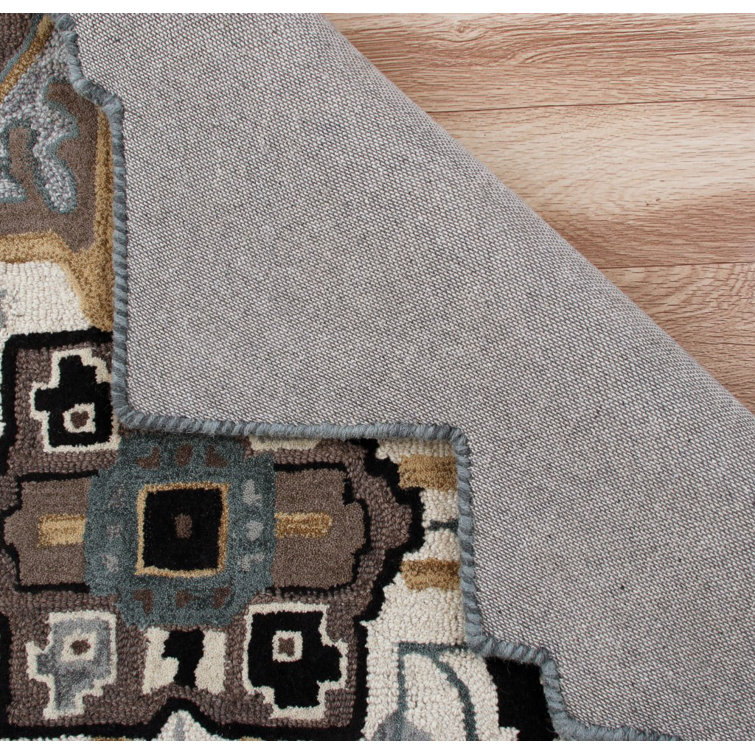 Handmade Gray Wool Square Tufted Area Rug, 5' x 5'