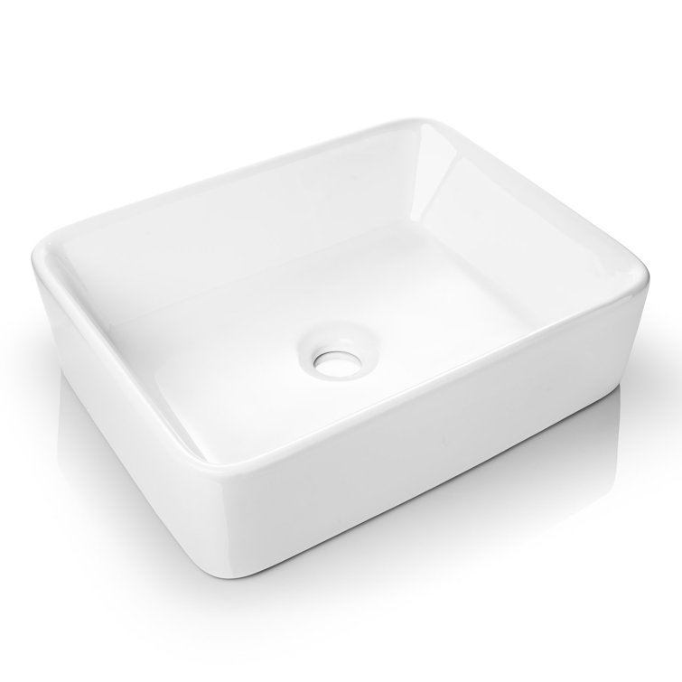 Miligore 19" White Ceramic Rectangular Above-Counter Bathroom Sink