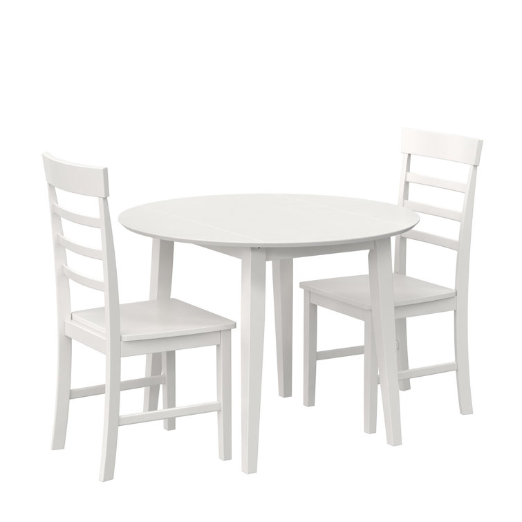White 3-Piece Drop Leaf Dining Set with Chairs