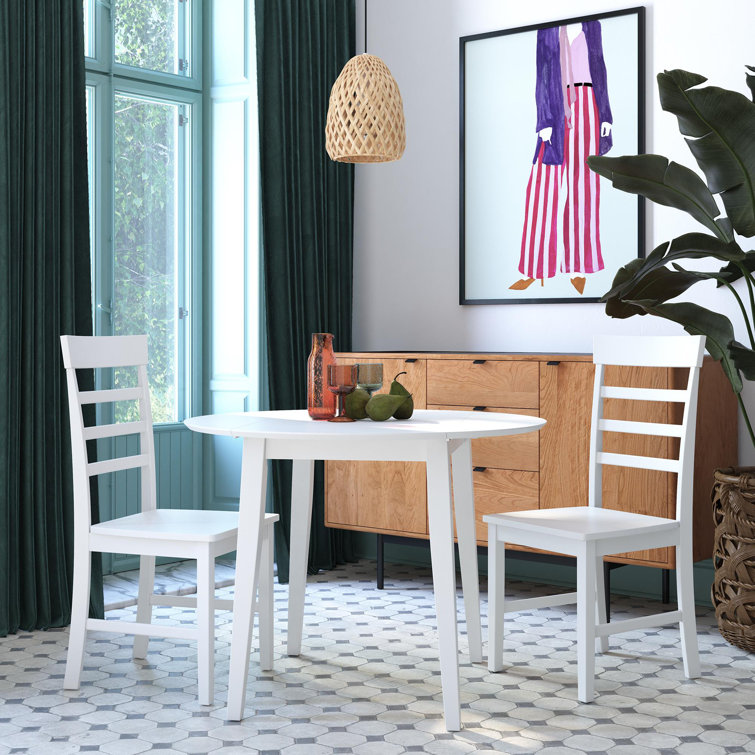 White 3-Piece Drop Leaf Dining Set with Chairs