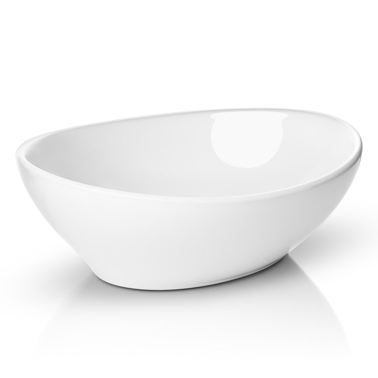 White Ceramic Oval Above-Counter Bathroom Sink