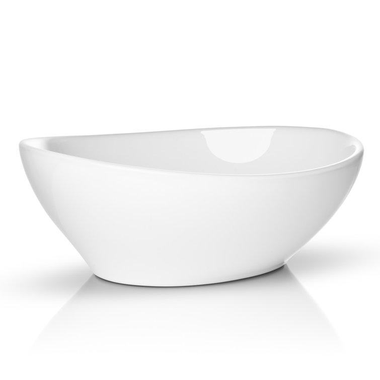 White Ceramic Oval Above-Counter Bathroom Sink