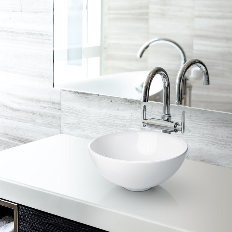 Miligore 13'' White Ceramic Round Above-Counter Sink