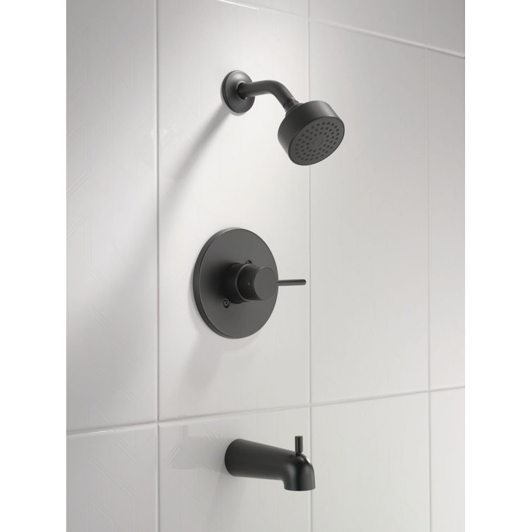 Matte Black Modern Wall Mounted Tub and Shower Trim Kit