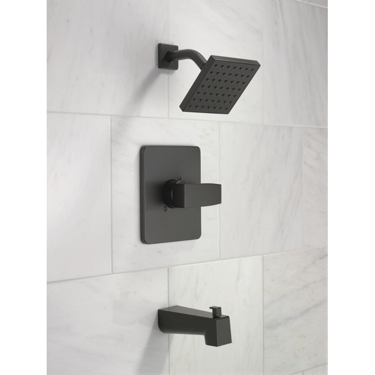 Matte Black Modern Single Function Wall Mounted Tub & Shower Trim Kit