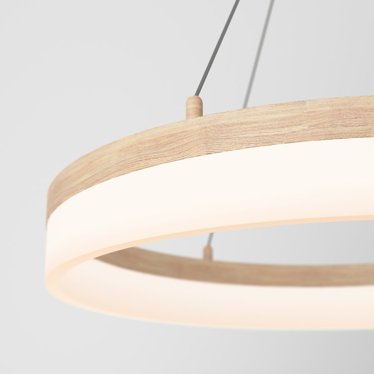 Artika Optical Minimalist Crystal LED Pendant Light in Wood Effect