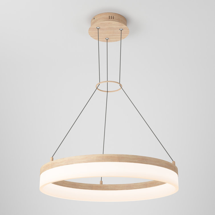 Artika Optical Minimalist Crystal LED Pendant Light in Wood Effect