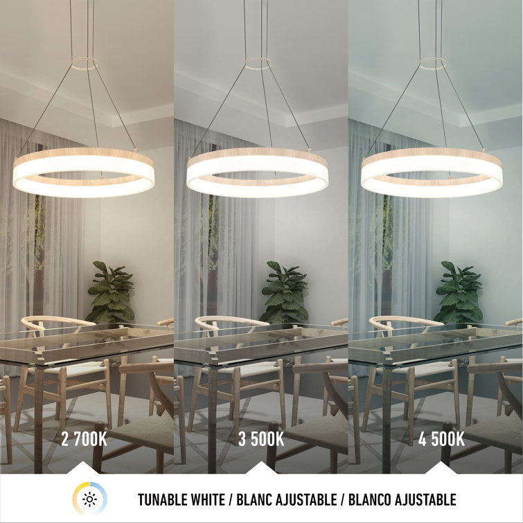 Artika Optical Minimalist Crystal LED Pendant Light in Wood Effect