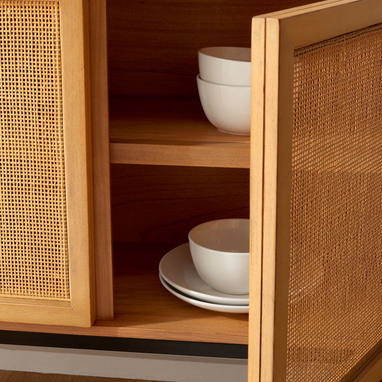 Zadie Natural Rattan 58'' Sideboard with Black Legs