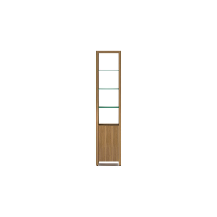 Adjustable Natural Walnut Hardwood Veneer 4-Door 12-Shelf System