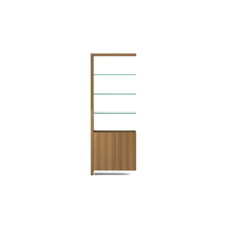 Adjustable Natural Walnut Hardwood Veneer 4-Door 12-Shelf System