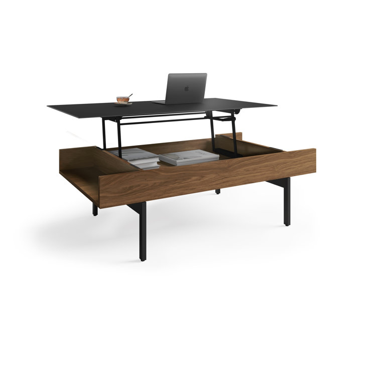 Natural Walnut Lift-Top Coffee Table with Storage