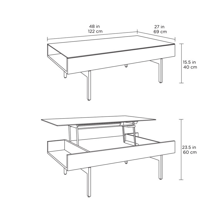 Natural Walnut Lift-Top Coffee Table with Storage