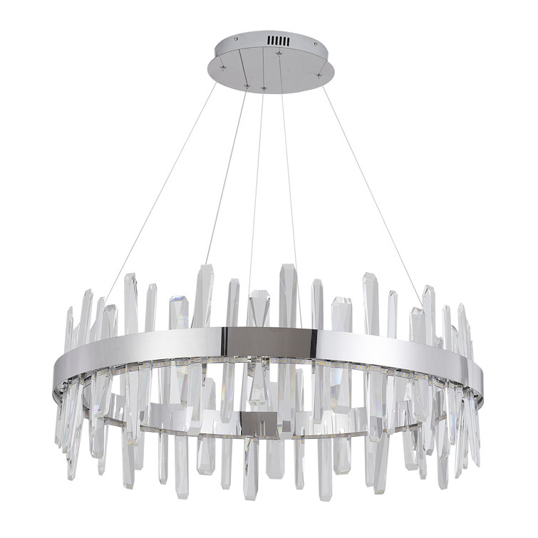 Exquisite Chrome Finish LED Chandelier with Clear Crystal Accents