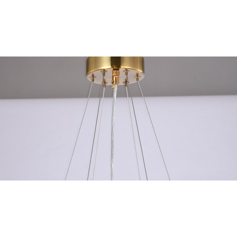 Gold Stainless Steel Chandelier with Clear Crystal Accents