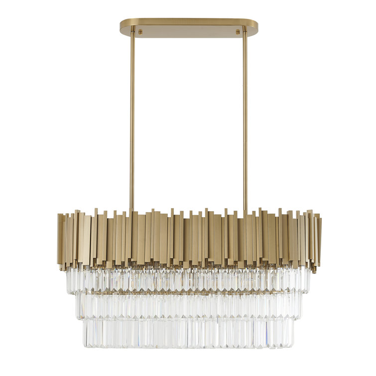 Gold and Clear Crystal 7-Light Stainless Steel Chandelier