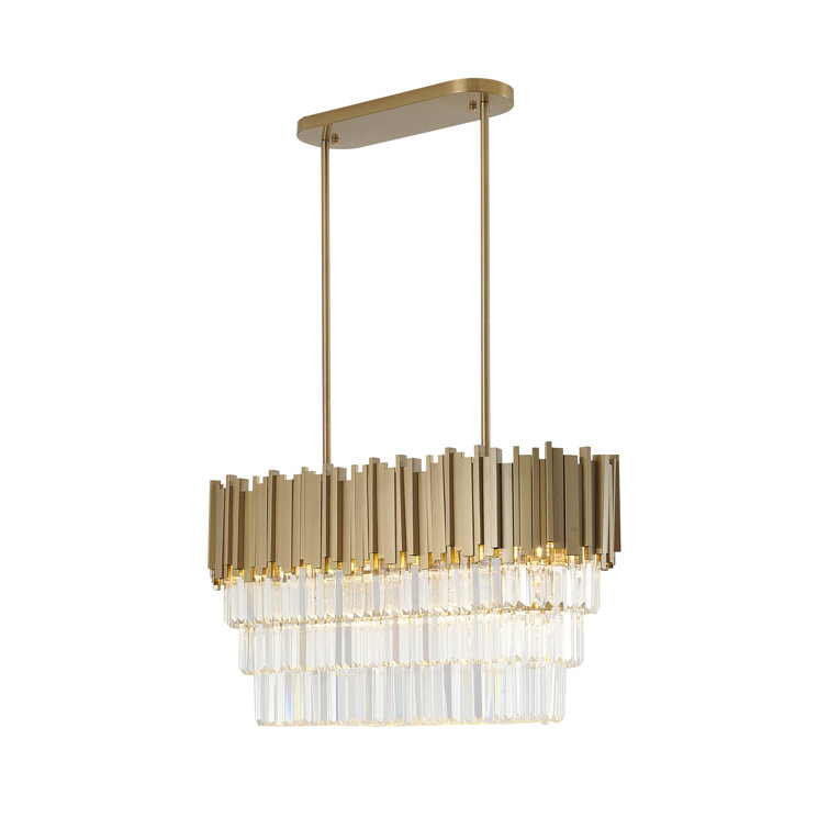 Gold and Clear Crystal 7-Light Stainless Steel Chandelier