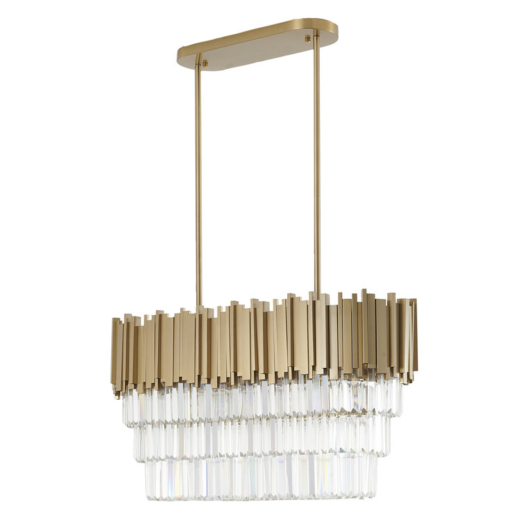 Gold and Clear Crystal 7-Light Stainless Steel Chandelier