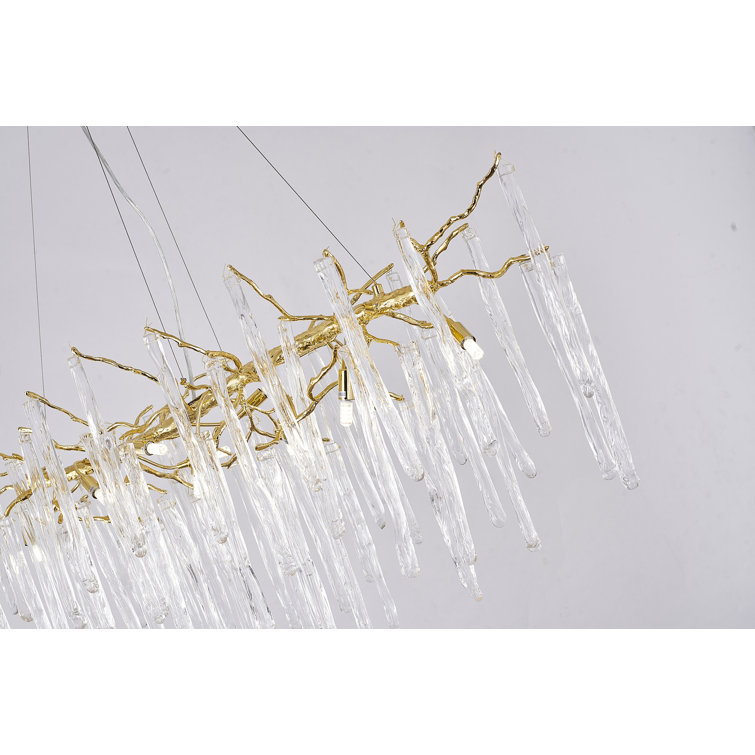 Elegant Brass and Crystal 12-Light Adjustable Chandelier