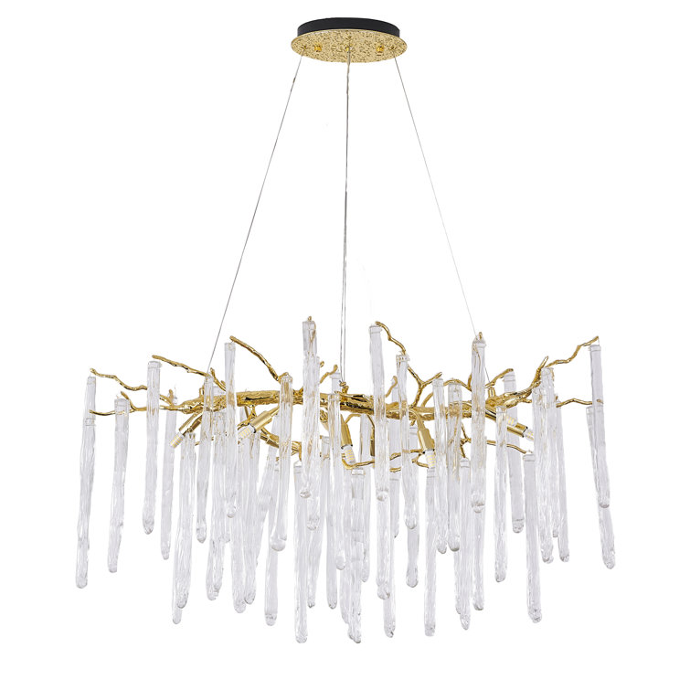 Elegant Brass and Crystal 12-Light Adjustable Chandelier