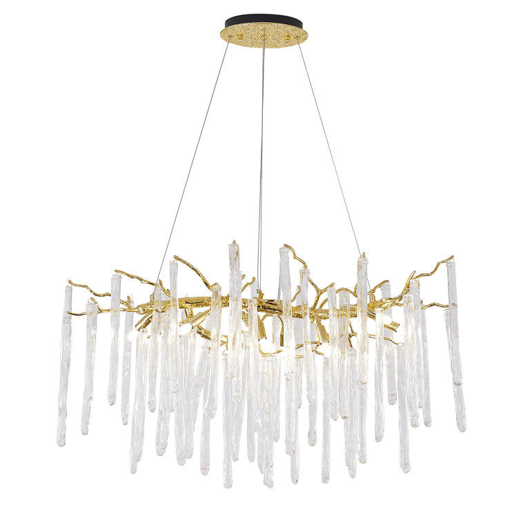 Elegant Brass and Crystal 12-Light Adjustable Chandelier