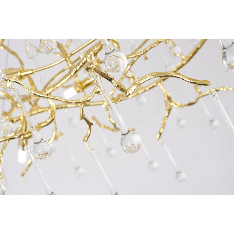 Brass and Crystal 14-Light Plug-in Chandelier